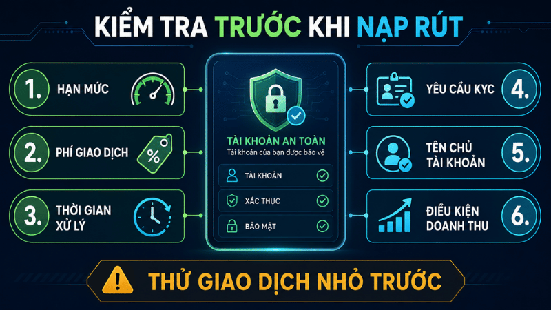 Sáu thông tin cần kiểm tra trước khi nạp rút Goal123