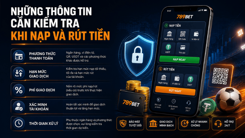 Những thông tin cần kiểm tra khi nạp rút tại 789BET