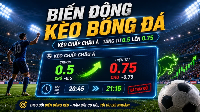 Biến động kèo bóng đá từ mức chấp 0.5 lên 0.75