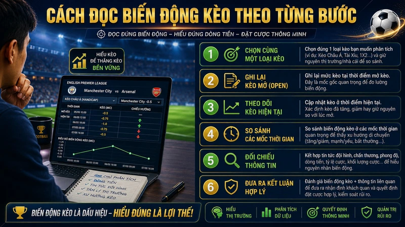 Cách đọc biến động kèo bóng đá theo từng bước