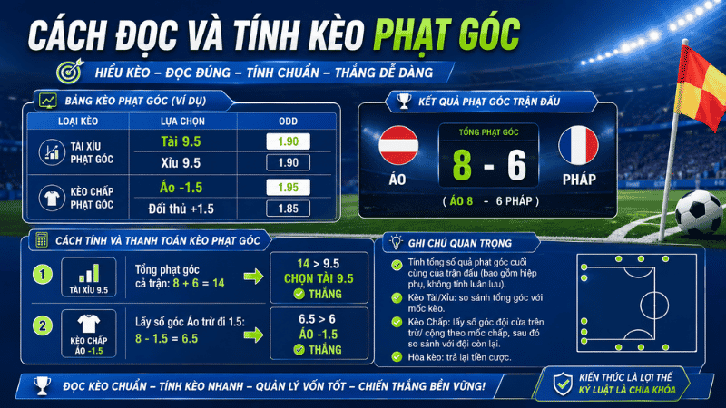 Cách đọc và tính kèo Tài Xỉu cùng kèo chấp phạt góc