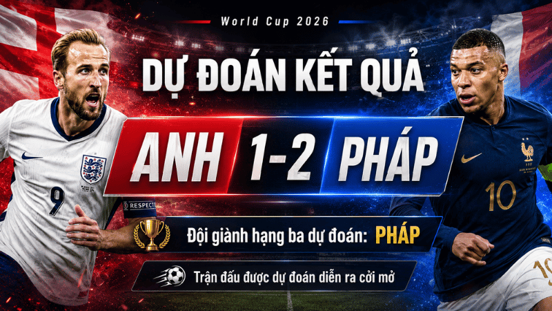 Dự đoán tỷ số Anh 1-2 Pháp