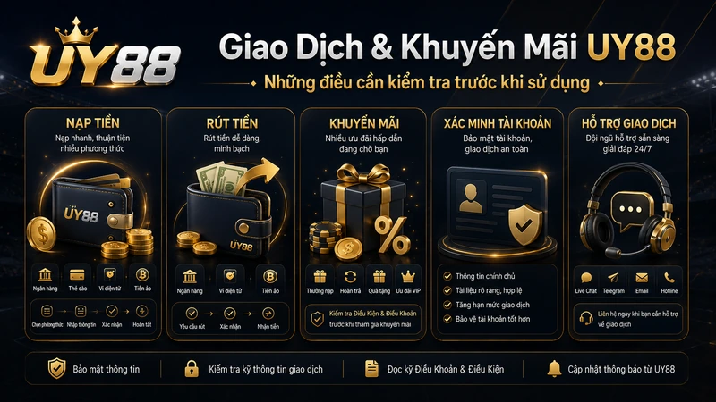 Giao dịch khuyến mãi và hỗ trợ tài khoản UY88
