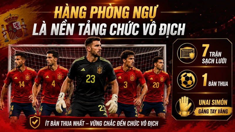 Hàng phòng ngự Tây Ban Nha giữ sạch lưới bảy trận tại World Cup 2026