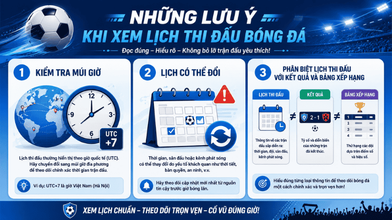 Lưu ý khi xem lịch thi đấu