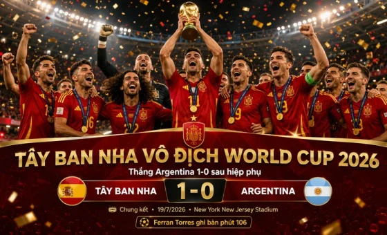 Tây Ban Nha vô địch World Cup 2026 sau khi thắng Argentina 1-0